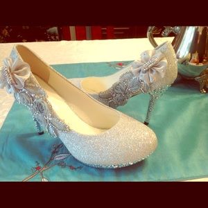 Stunning Silver Glitter High Heels